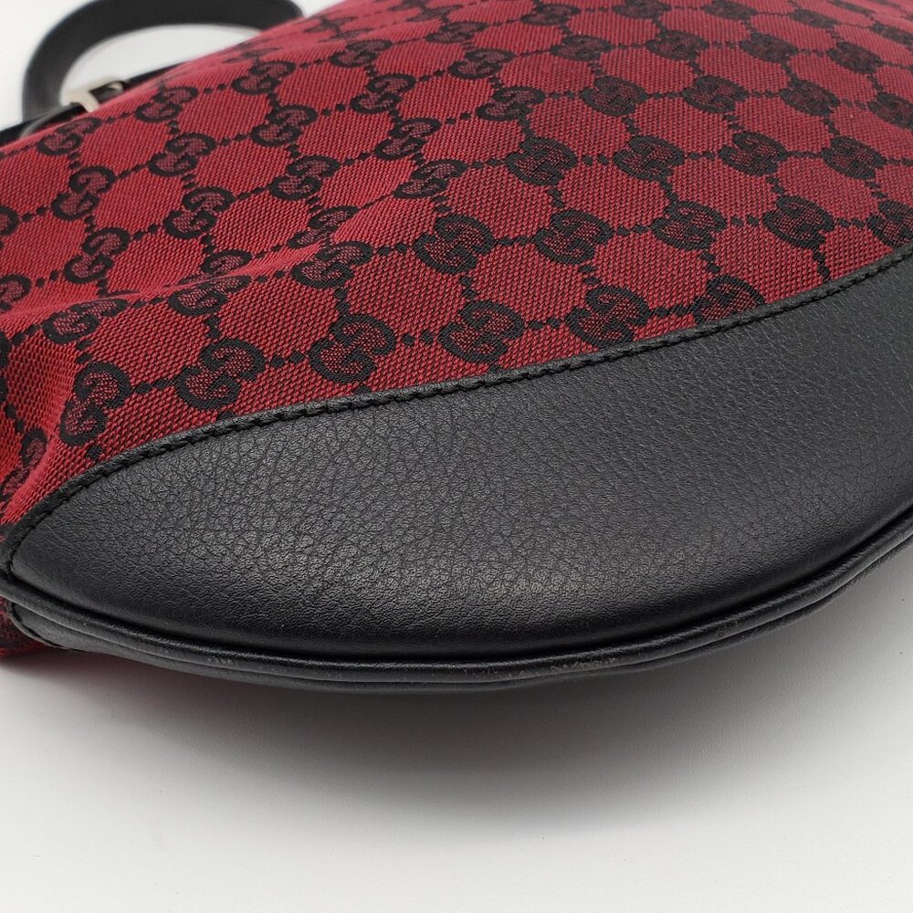 Authentic Gucci GG Canvas Crossbody Red/Black Monogram Leather Trim Shoulder Bag - Picture 11 of 16